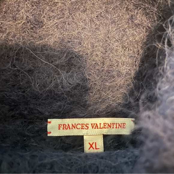 Frances Valentine Alpaca Wool Mock neck Sweater XL blue classic fisherman boho - Picture 2 of 4